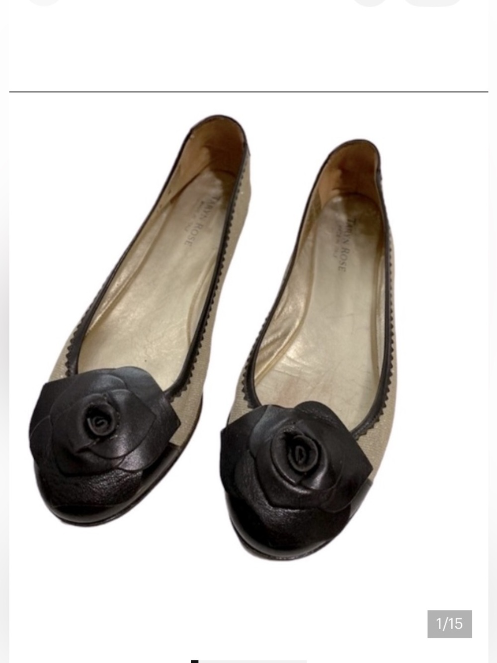 Taryn Rose Italian Brown Leather  Sparkle Cavan Flat Size 40